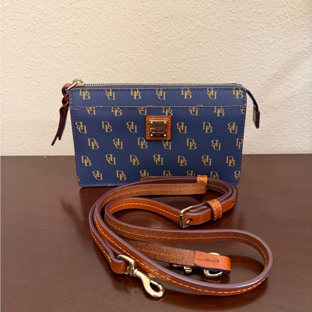 Dooney & Bourke DB Monogram Crossbody Belt Bag Navy With Removable Strap